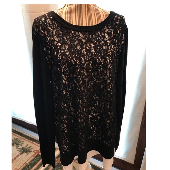 Simply Vera Vera Wang Long sleeve black &White pullover sweater Xl - Picture 2 of 8
